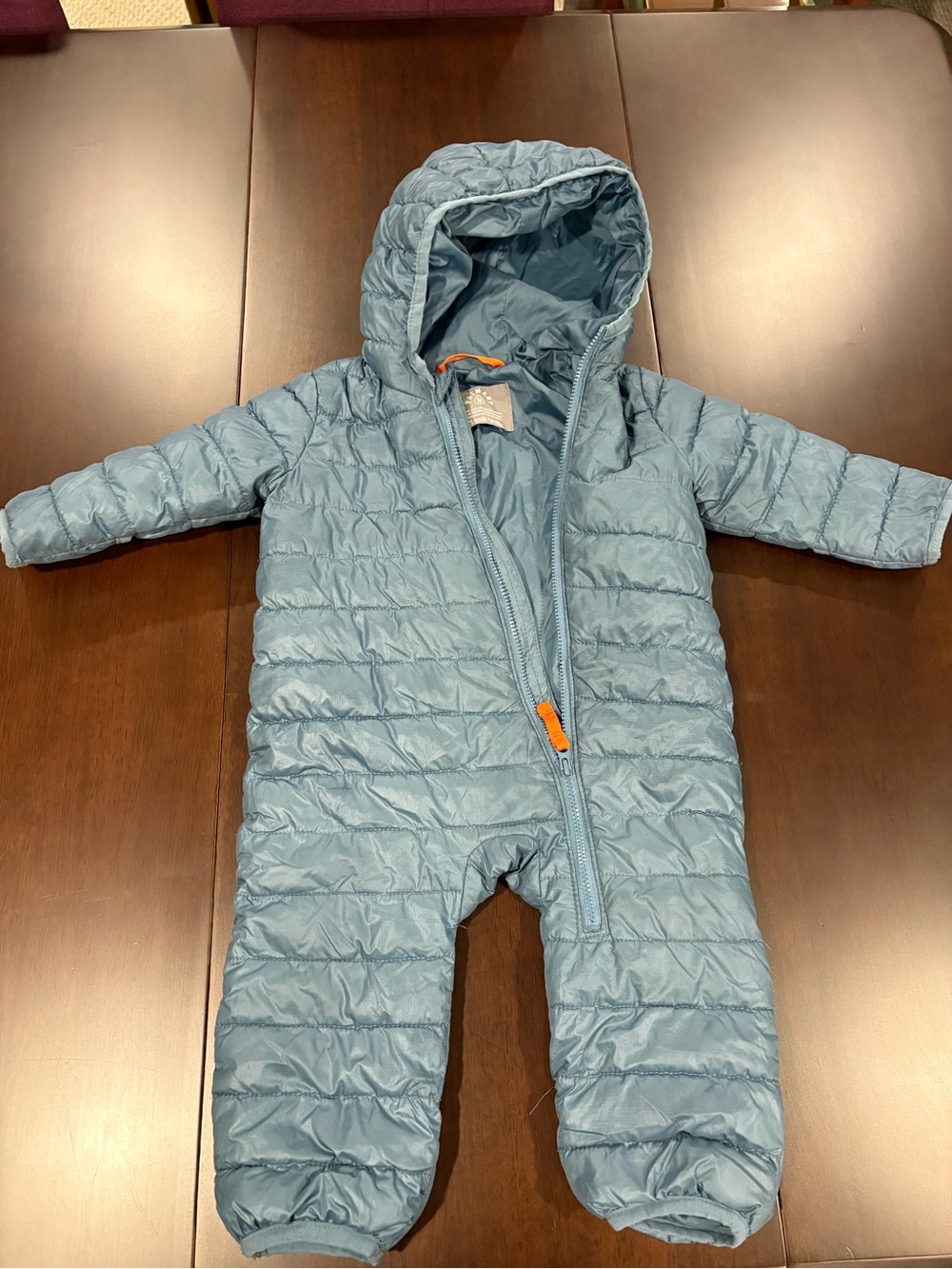 Primary Light Blue Hooded Quilted Baby One-Piece Snowsuit bunting 6-12 months